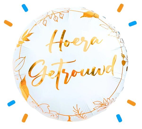 Hoera Getrouwd Helium Ballon - Gevuld Met Helium - 46 cm - Ballonnenshop.nl