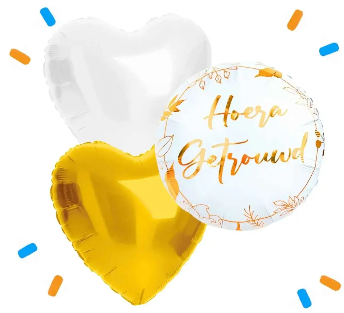 Hoera Getrouwd Trosje Helium Ballonnen - Gevuld Met Helium - 46 cm - Ballonnenshop.nl