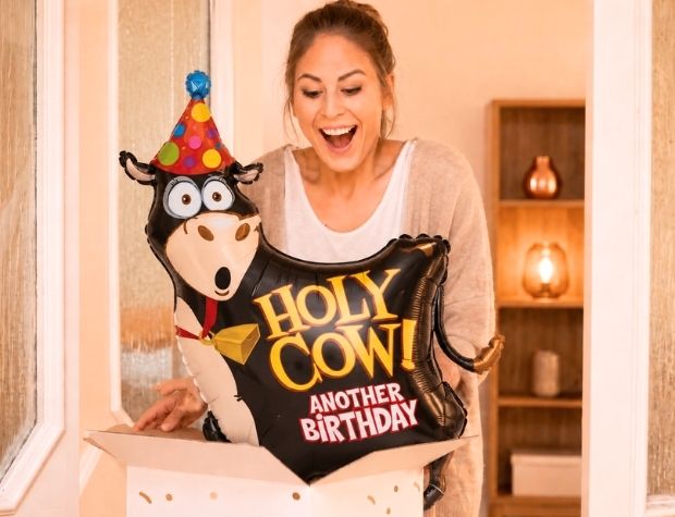 Holy Cow Birthday Helium Ballon - Gevuld Met Helium - 93 cm - Ballonnenshop.nl