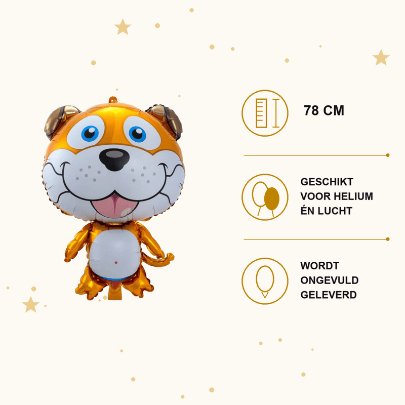 Hondje Met Bot Folie Ballon - 78 cm - Ballonnenshop.nl