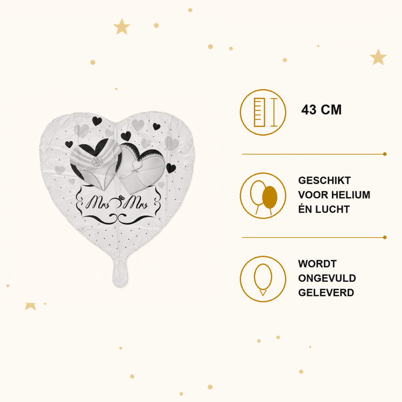 Huwelijk Mrs & Mrs Folie Ballon - 43 cm - Ballonnenshop.nl