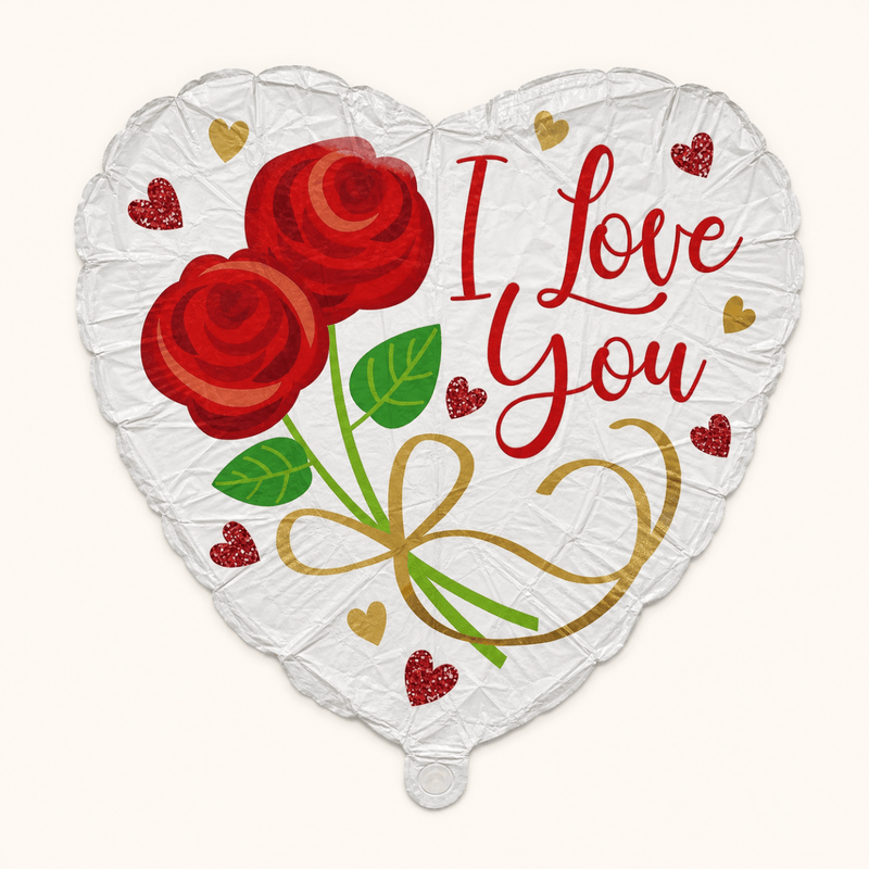 I Love You 2 Rozen Folie Ballon - 45 cm - Ballonnenshop.nl