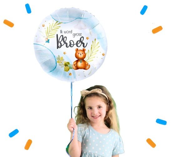 Ik Word Grote Broer Beer Helium Ballon - Gevuld Met Helium - 46 cm - Ballonnenshop.nl