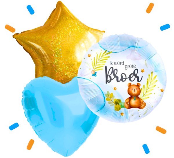 Ik Word Grote Broer Trosje Helium Ballonnen - Gevuld Met Helium - 46 cm - Ballonnenshop.nl