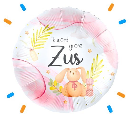 Ik Word Grote Zus Konijn Helium Ballon - Gevuld Met Helium - 46 cm - Ballonnenshop.nl