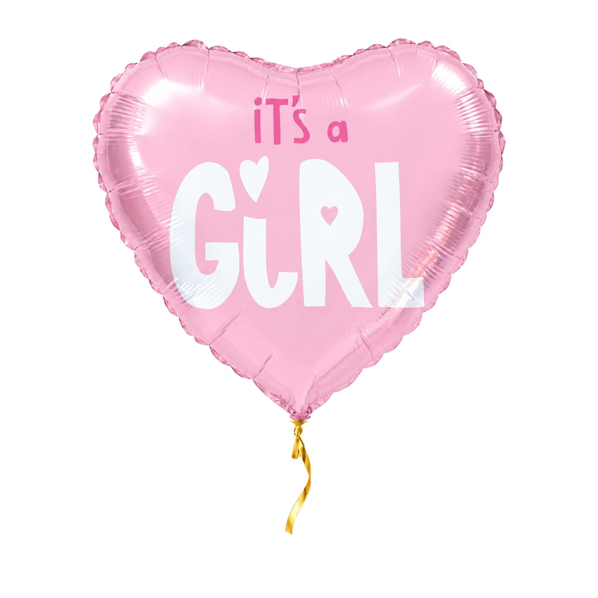 It's A Baby Girl Helium Ballon – met helium gevuld, met gouden lint