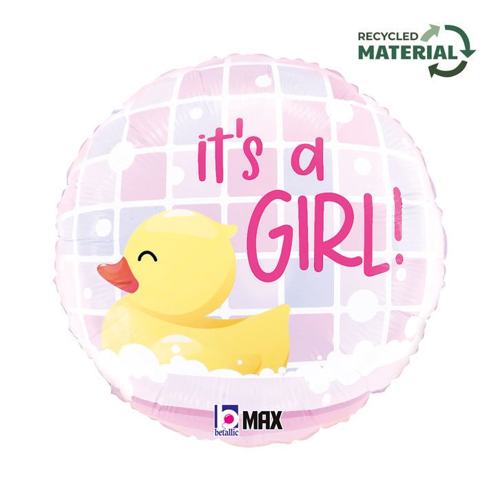 It's A Girl Badeend Helium Ballon - Gevuld Met Helium - 46 cm - Ballonnenshop.nl