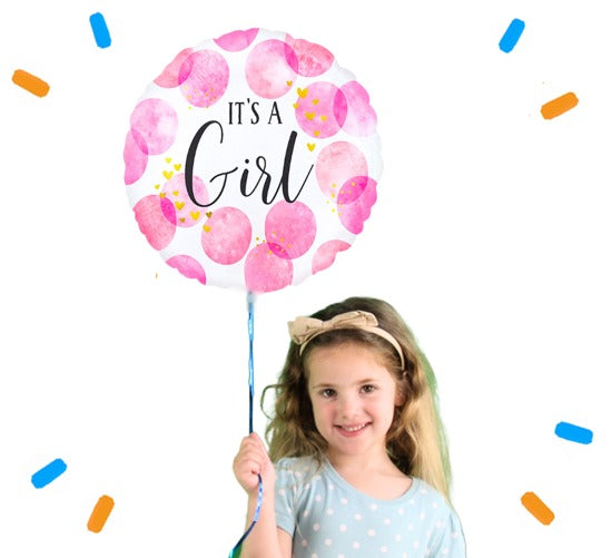 It's A Girl Stippen Helium Ballon - Gevuld Met Helium - 46 cm