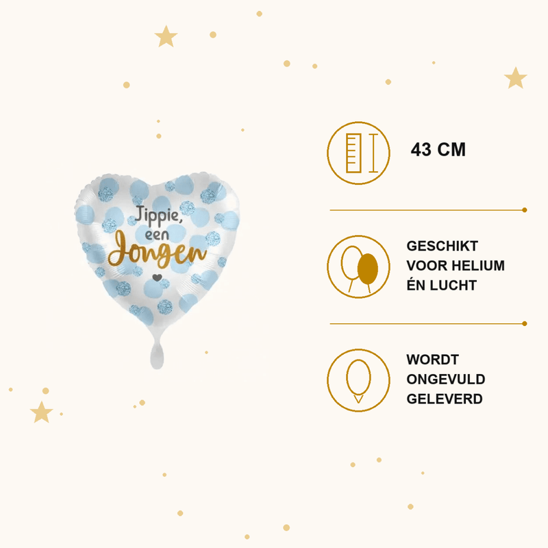 Jippie Een Jongen Folie Ballon - 43 cm - Ballonnenshop.nl