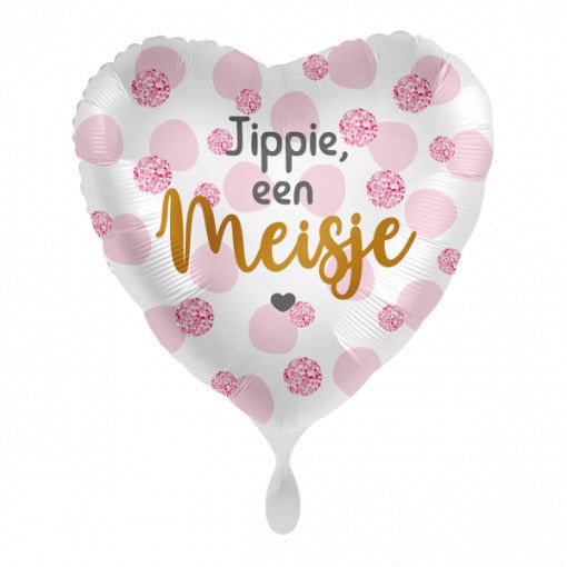 Jippie Een Meisje Helium Ballon - Gevuld Met Helium - 43 cm - Ballonnenshop.nl
