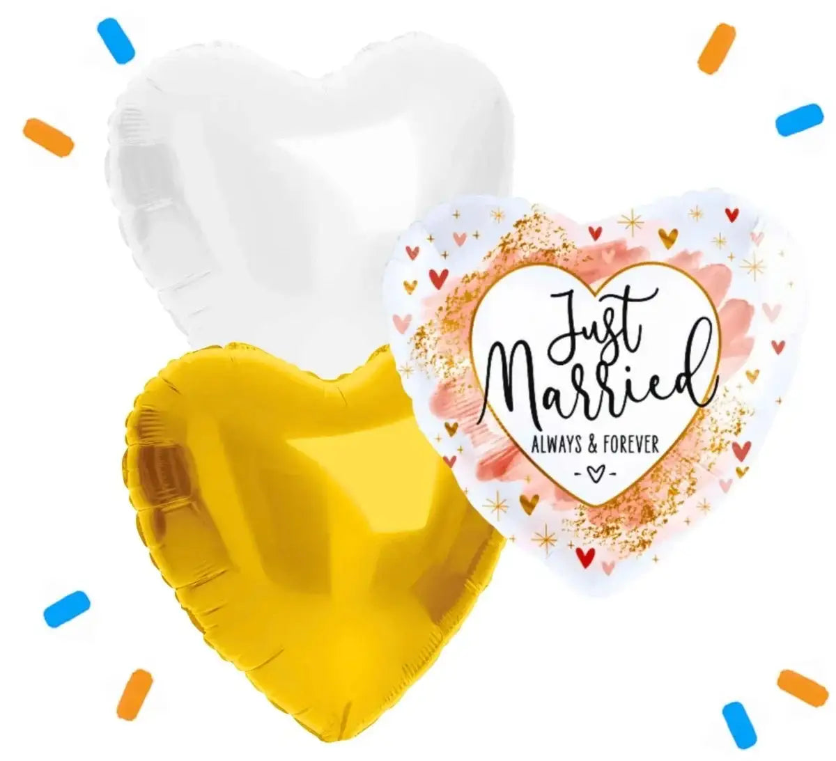 Just Married Hartjes Trosje Helium Ballonnen - Gevuld Met Helium - 46 cm - Ballonnenshop.nl