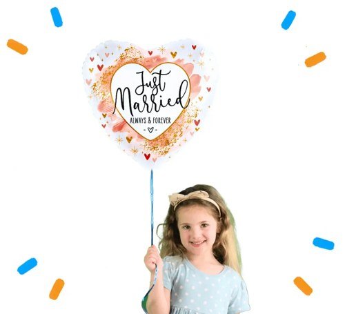 Just Married Helium Ballon Gevuld Met Helium - 46 cm - Ballonnenshop.nl