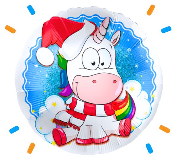Kerst Unicorn Helium Ballon - Gevuld Met Helium - 46 cm - Ballonnenshop.nl