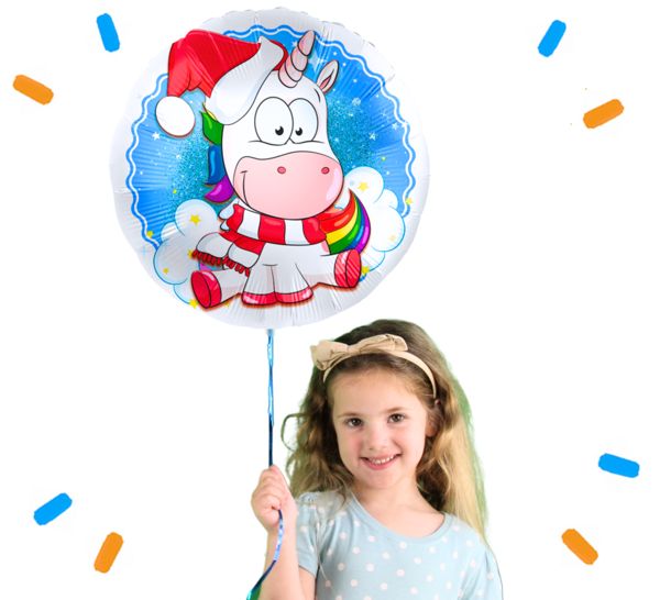 Kerst Unicorn Helium Ballon - Gevuld Met Helium - 46 cm - Ballonnenshop.nl