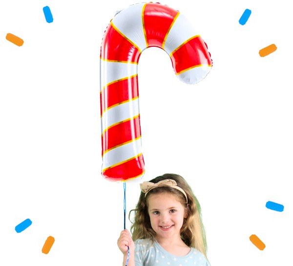 Kerst Zuurstok Helium Ballon - Gevuld Met Helium - 82 cm - Ballonnenshop.nl