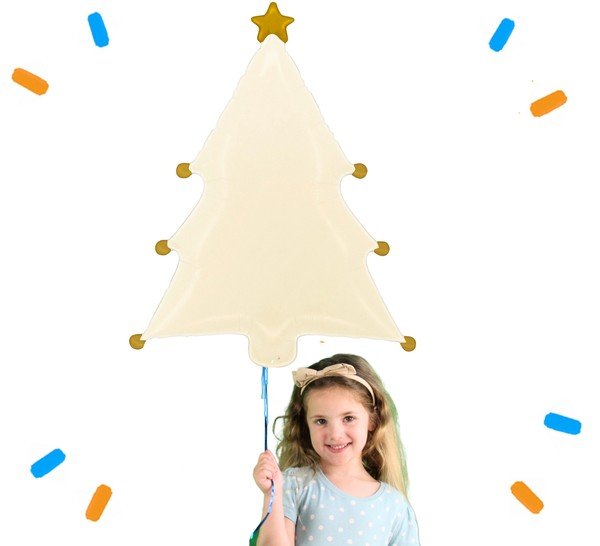 Kerstboom Crèmekleurig Helium Ballon - Gevuld Met Helium - 69 cm - Ballonnenshop.nl