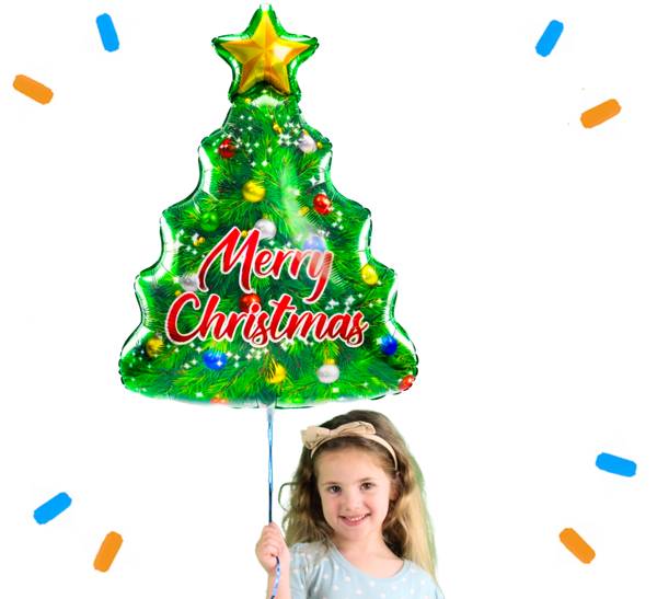 Kerstboom Merry Christmas Helium Ballon - Gevuld Met Helium - 91 cm - Ballonnenshop.nl