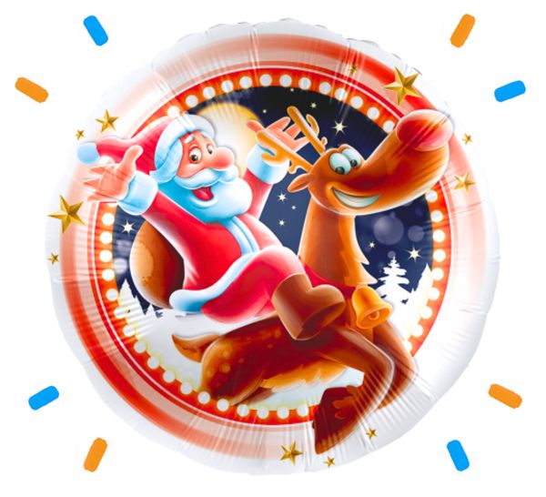 Kerstman Op Rendier Helium Ballon - Gevuld Met Helium - 46 cm - Ballonnenshop.nl