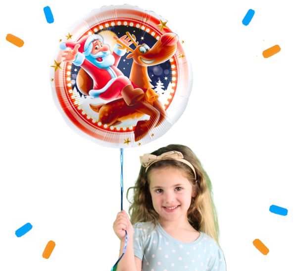 Kerstman Op Rendier Helium Ballon - Gevuld Met Helium - 46 cm - Ballonnenshop.nl