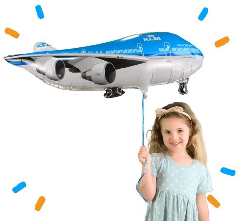 KLM Vliegtuig Helium Ballon - Gevuld Met Helium - 95 cm - Ballonnenshop.nl