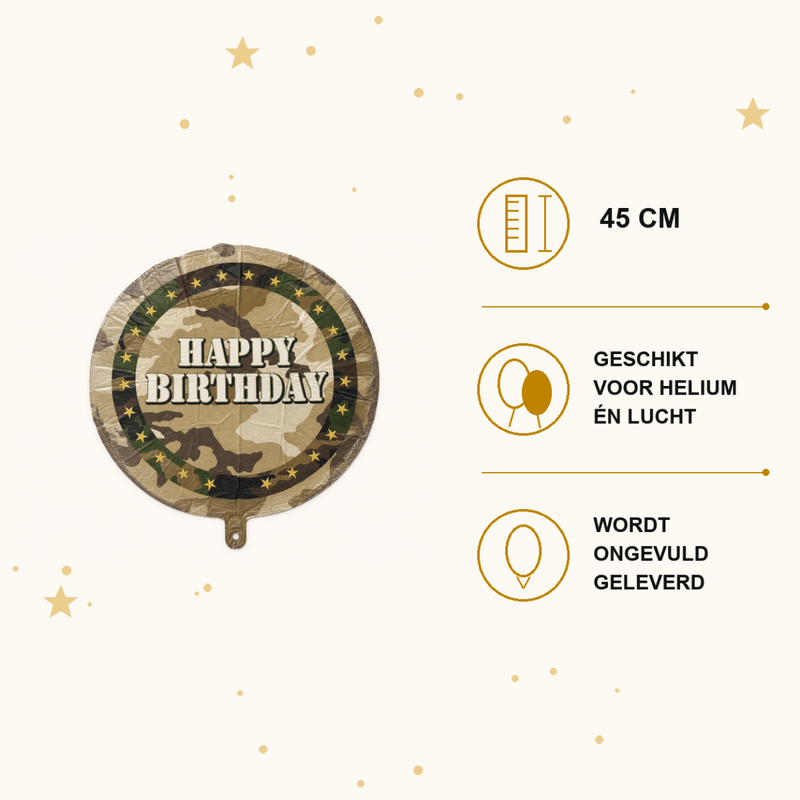 Leger Happy Birthday Folie Ballon - 45 cm - Ballonnenshop.nl