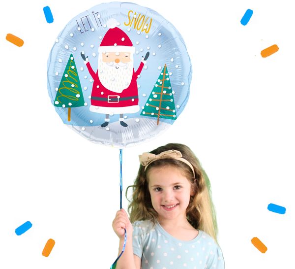Let It Snow Kerstman Helium Ballon - Gevuld Met Helium - 46 cm - Ballonnenshop.nl