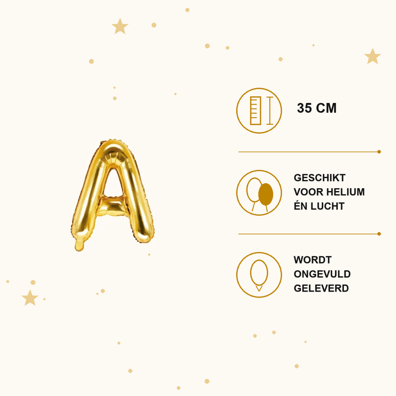 Letter Ballon A Goud - 35 cm - Ballonnenshop.nl
