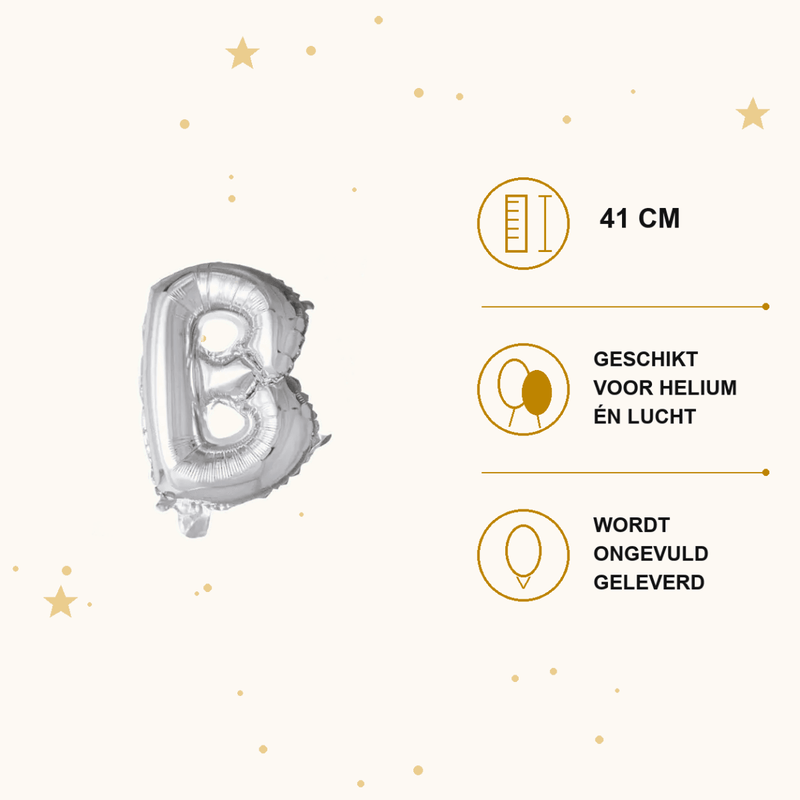 Letter Ballon B Zilver - 41 cm - Ballonnenshop.nl