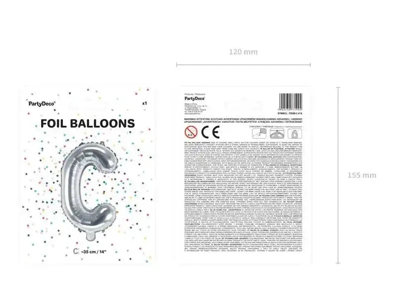 Letter Ballon C Zilver - 35 cm - Ballonnenshop.nl