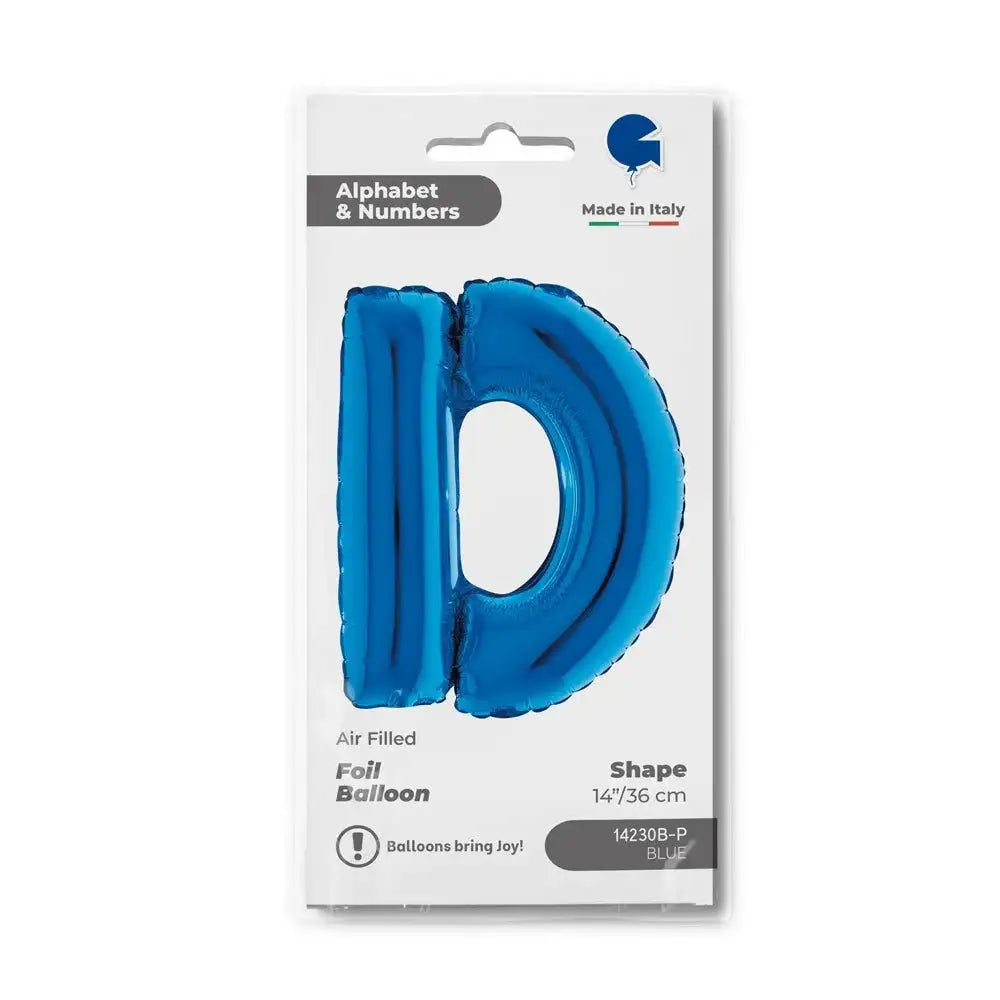 Letter Ballon D Blauw - 35 cm - Ballonnenshop.nl