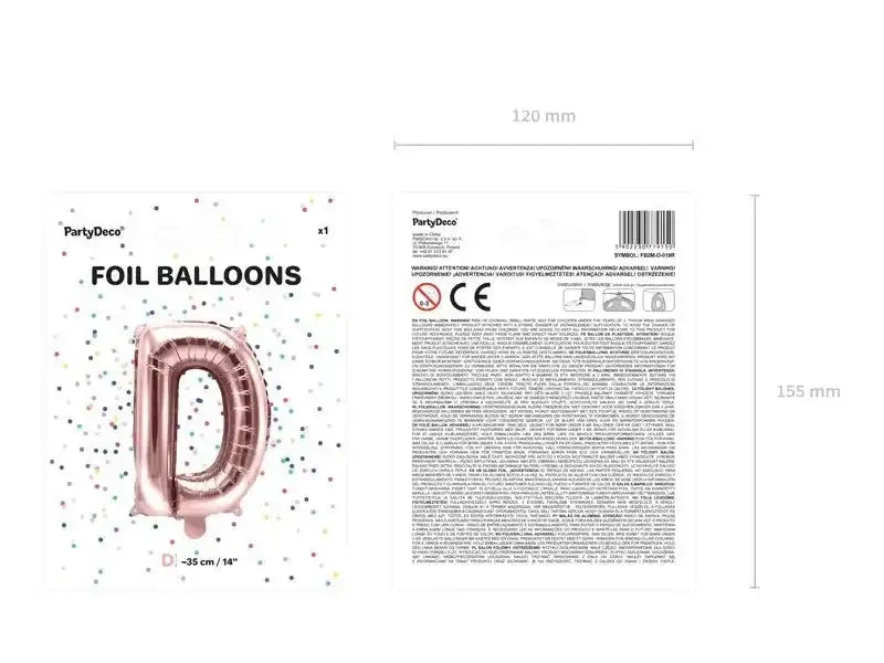 Letter Ballon D Rose Goud - 35 cm - Ballonnenshop.nl
