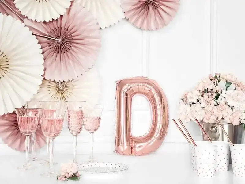 Letter Ballon D Rose Goud - 35 cm - Ballonnenshop.nl