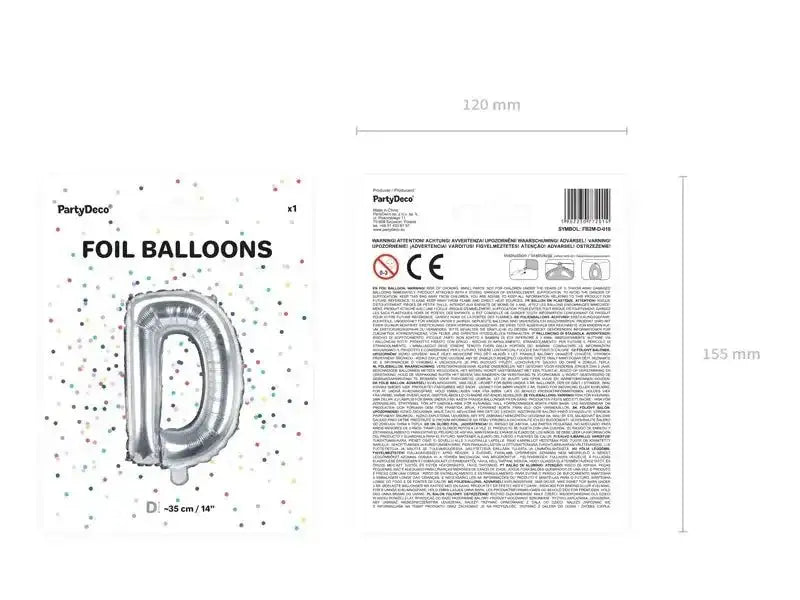 Letter Ballon D Zilver - 35 cm - Ballonnenshop.nl
