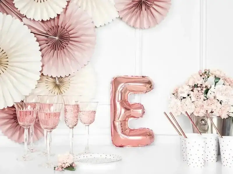 Letter Ballon E Rose Goud - 35 cm - Ballonnenshop.nl