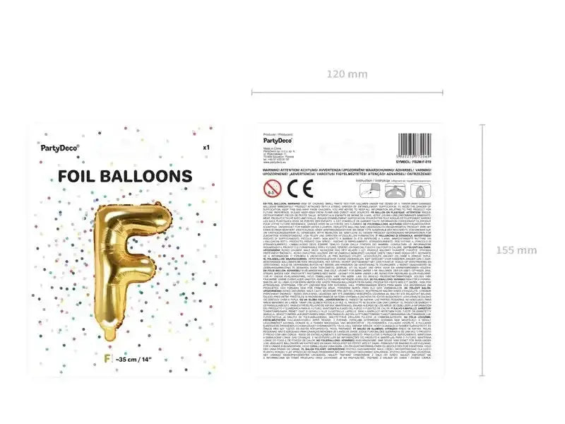 Letter Ballon F Goud - 35 cm - Ballonnenshop.nl
