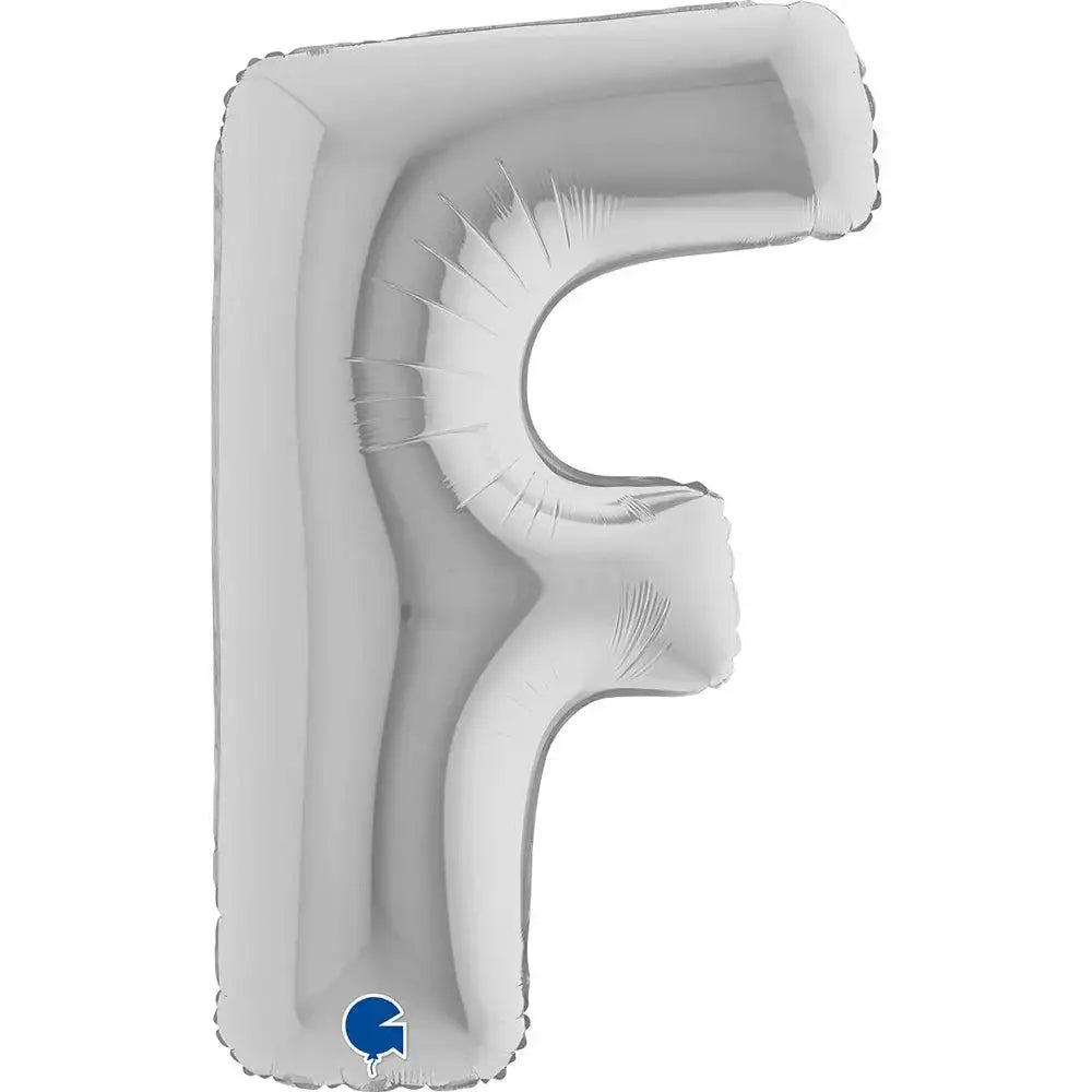 Letter Ballon F Zilver 102 cm - Ballonnenshop.nl
