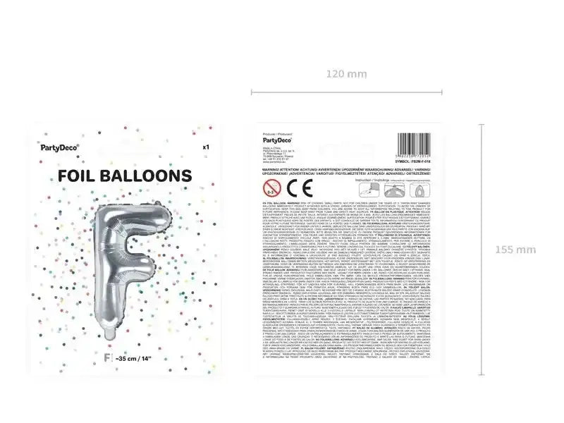 Letter Ballon F Zilver - 35 cm - Ballonnenshop.nl