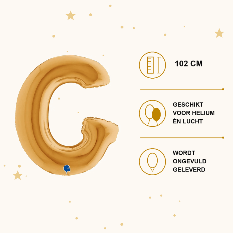 Letter Ballon G Goud 102 cm - Ballonnenshop.nl