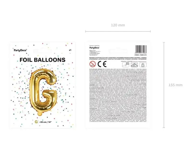 Letter Ballon G Goud - 35 cm - Ballonnenshop.nl