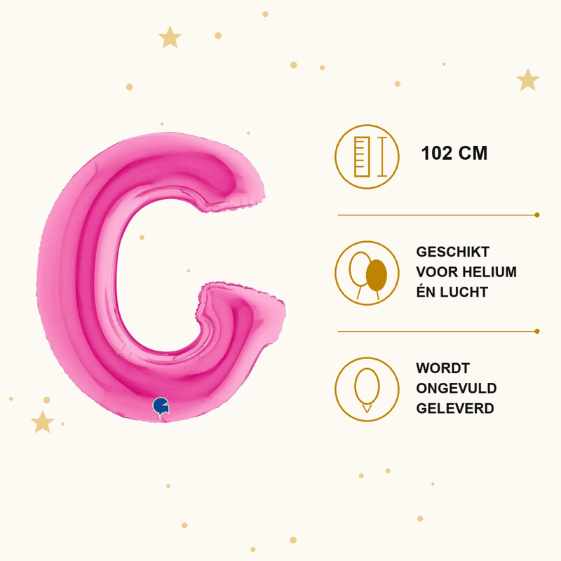 Letter Ballon G Roze - 102 cm - Ballonnenshop.nl