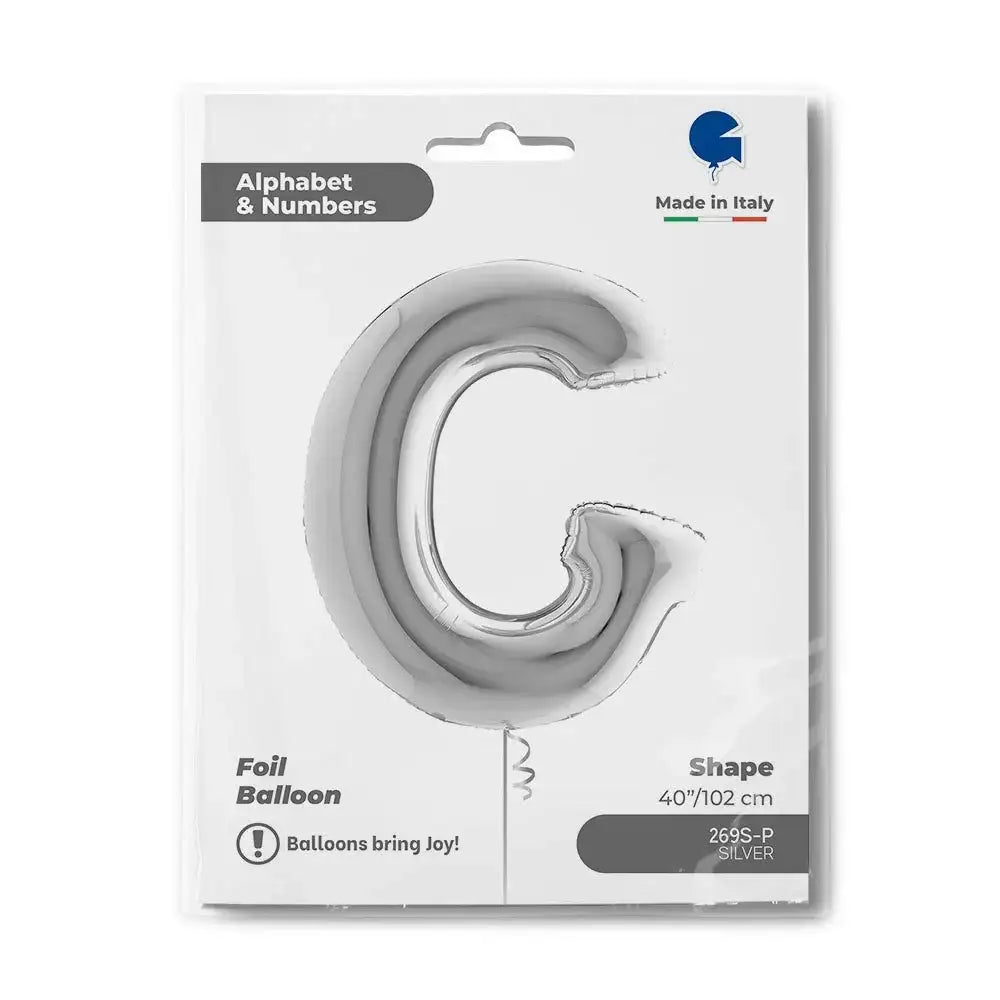 Letter Ballon G Zilver 102 cm - Ballonnenshop.nl