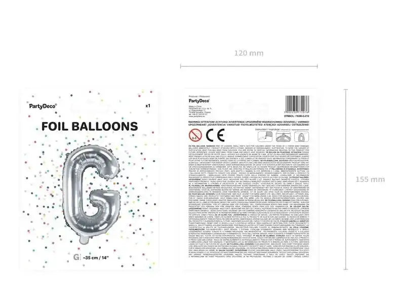 Letter Ballon G Zilver - 35 cm - Ballonnenshop.nl