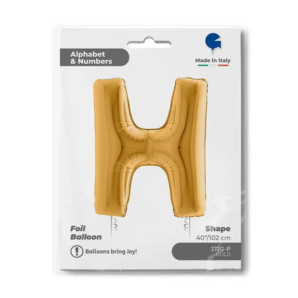 Letter Ballon H Goud 102 cm - Ballonnenshop.nl