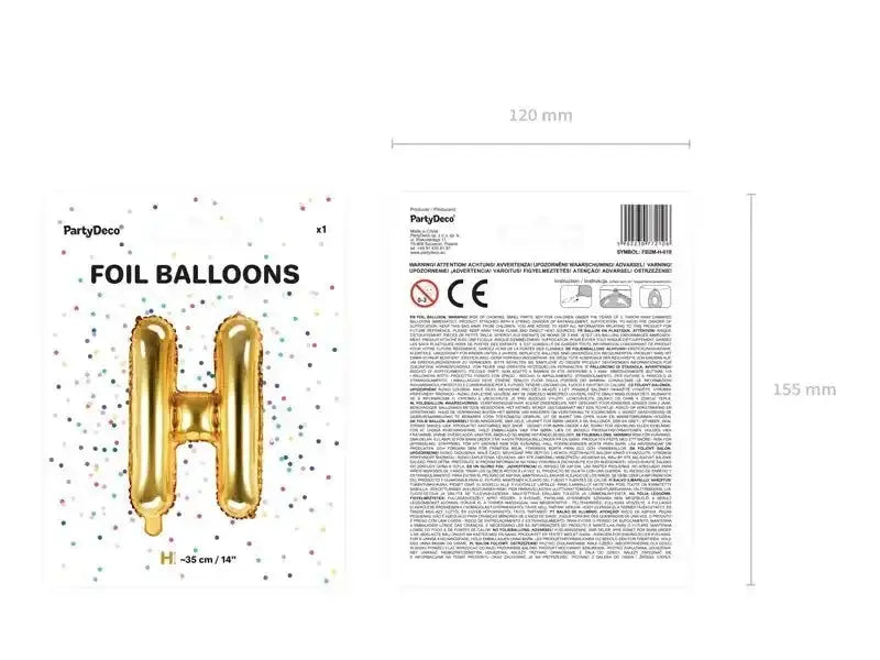 Letter Ballon H Goud - 35 cm - Ballonnenshop.nl