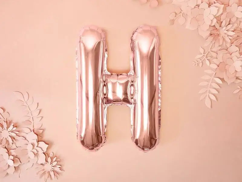 Letter Ballon H Rose Goud - 35 cm - Ballonnenshop.nl