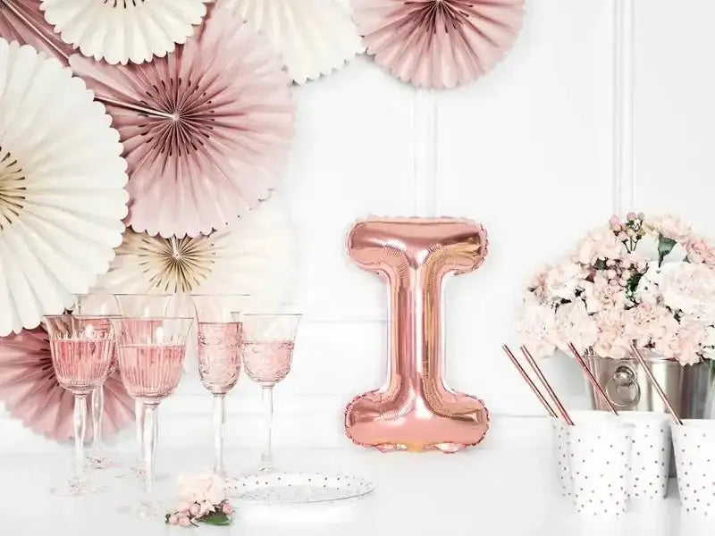 Letter Ballon I Rose Goud - 35 cm - Ballonnenshop.nl