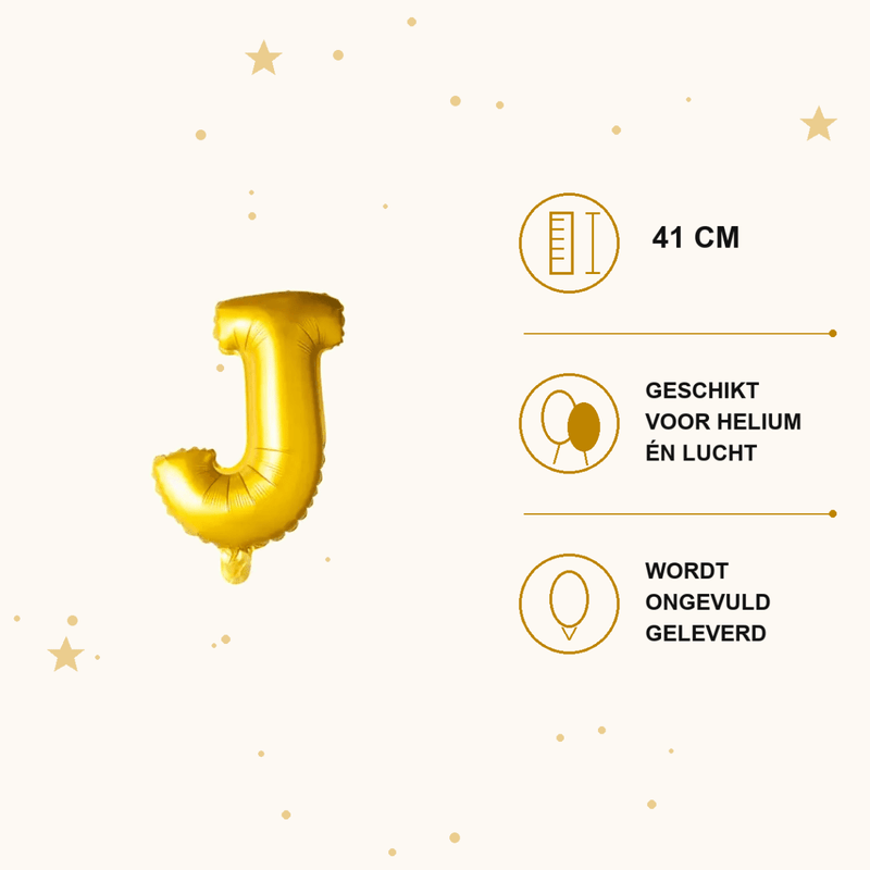 Letter Ballon J Goud - 41 cm - Ballonnenshop.nl