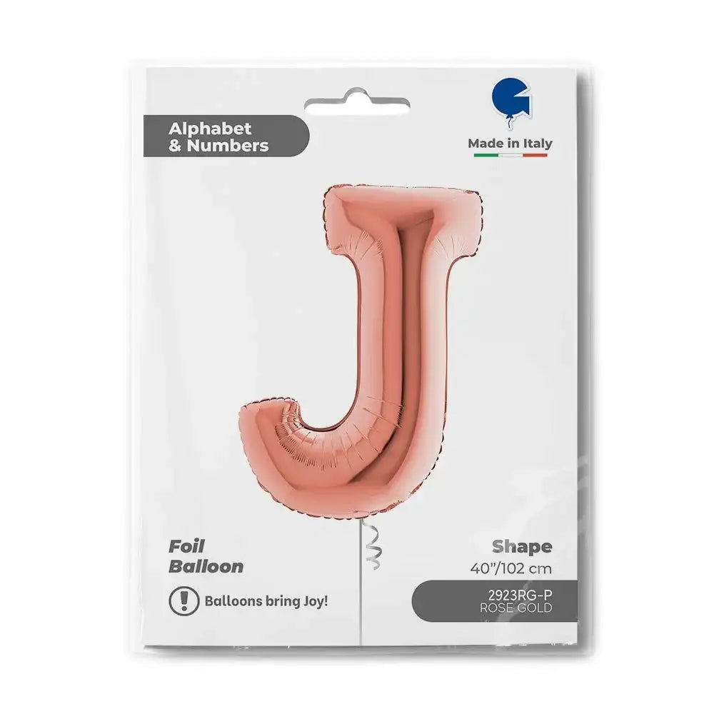 Letter Ballon J Rose Goud - 102 cm - Ballonnenshop.nl