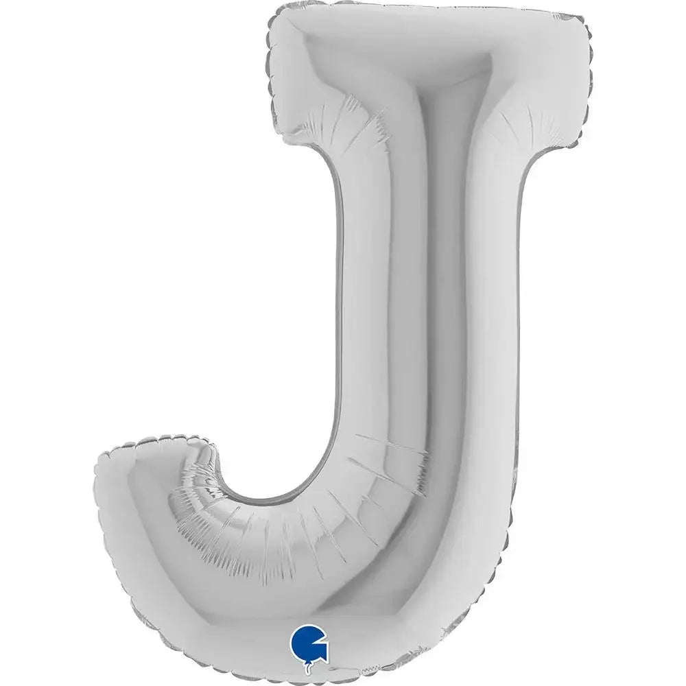 Letter Ballon J Zilver 102 cm - Ballonnenshop.nl
