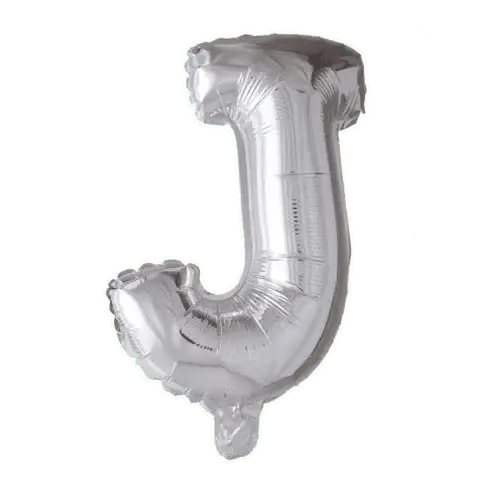 Letter Ballon J Zilver - 41 cm - Ballonnenshop.nl